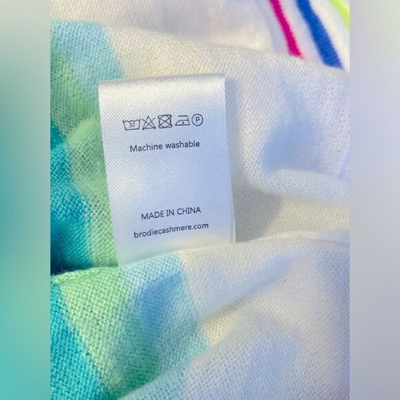 Whisper By Brodie V-Neck Long Sleeve Pullover Sweater Colorful Stripes Size S - Picture 5 of 6